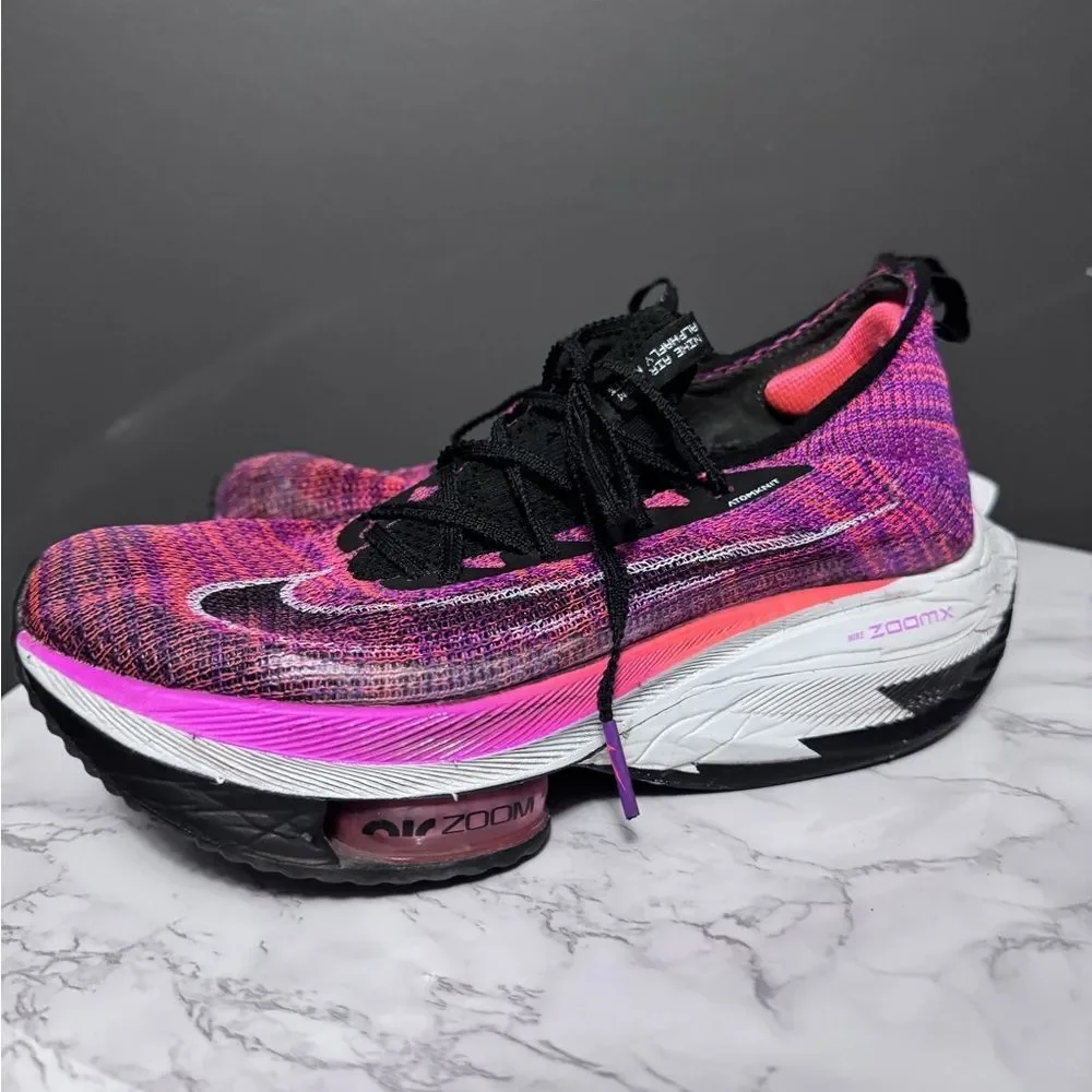 Nike Women's Pink Multi Flyknit Running Shoes - Picture 7 of 11